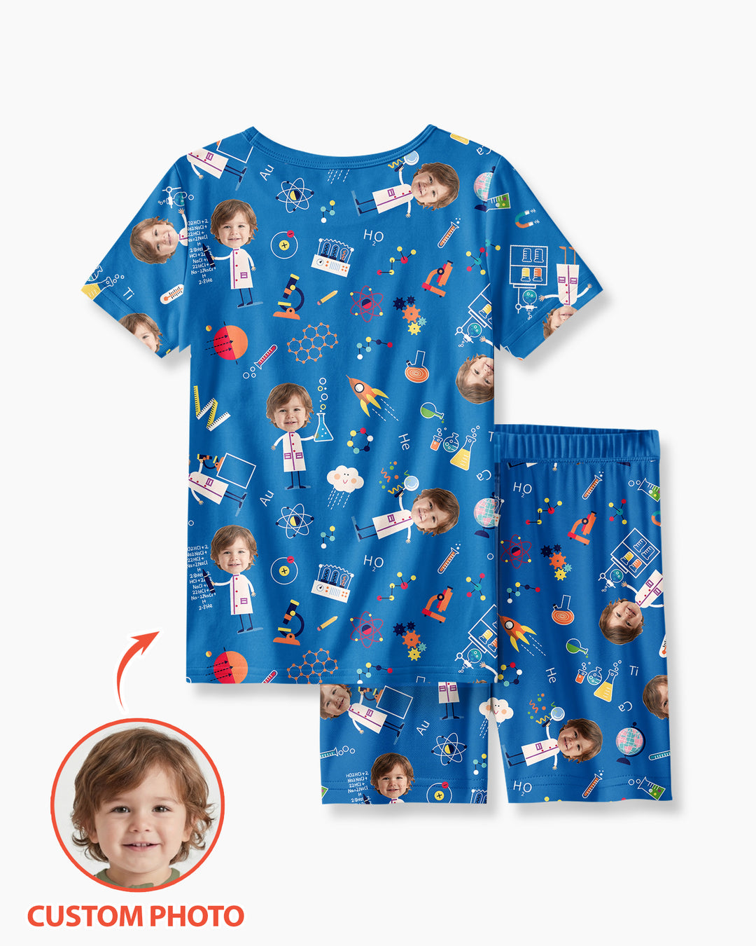Custom Image Chemical Laboratory Bamboo Two Piece Short Sleeve Shorts Pajama Set