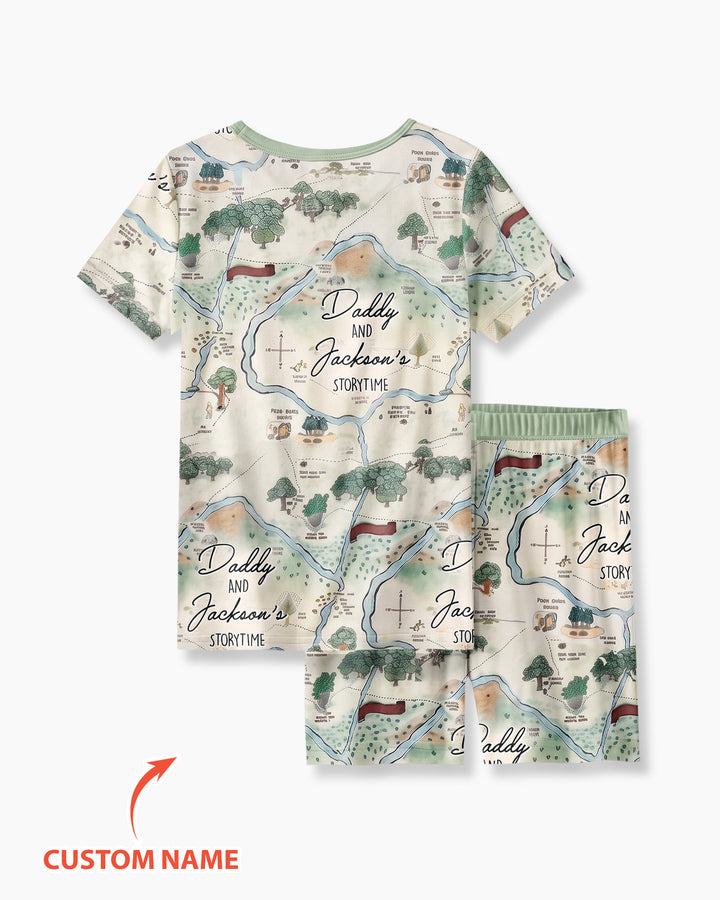 Mommy Daddy And Me Bedtime Story Family Matching Bamboo Two Piece Short Sleeve Shorts Pajama Set