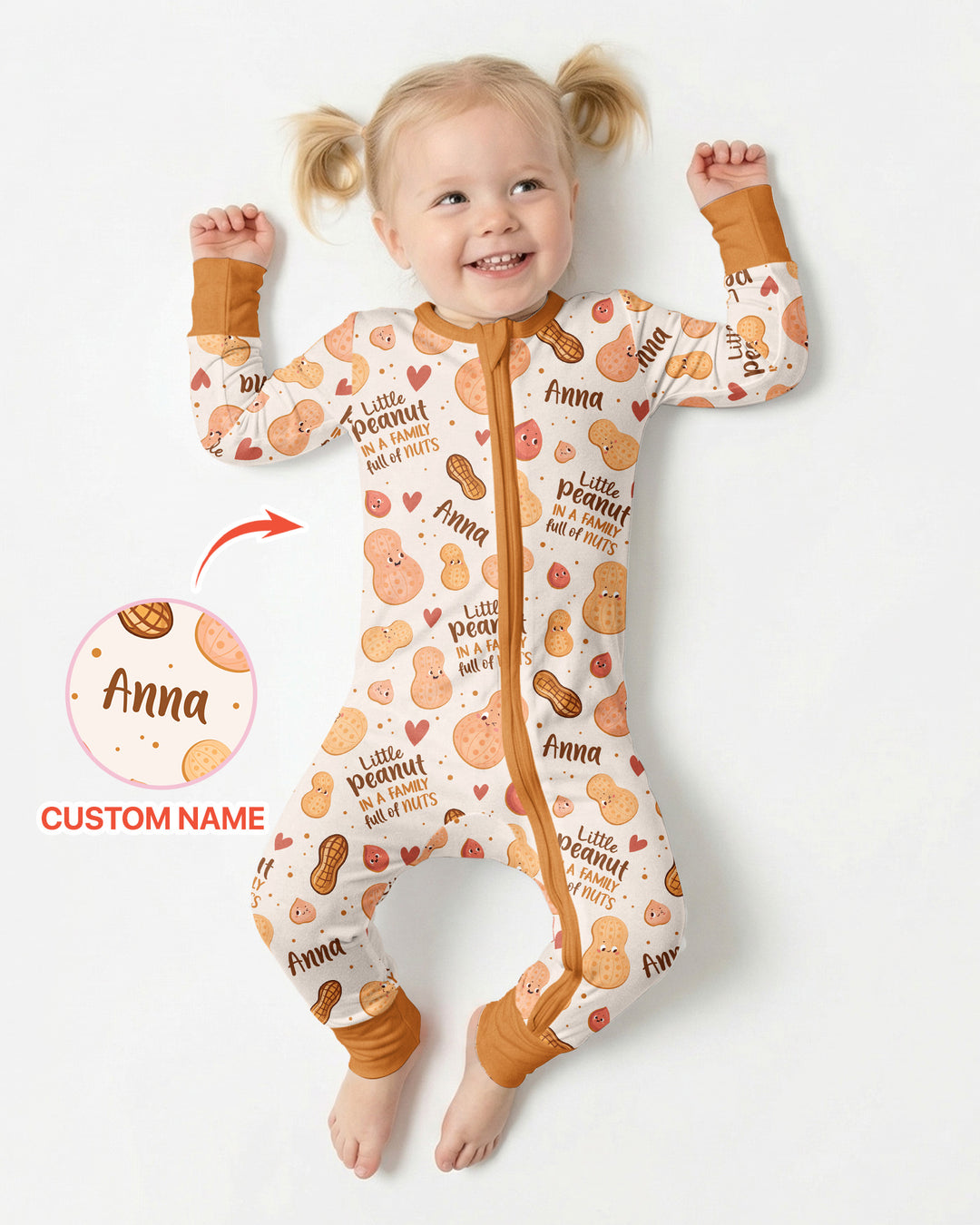 Custom Name Little Peanut In A Family Full Of Nuts Bamboo Convertible Zippy