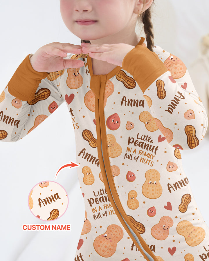 Custom Name Little Peanut In A Family Full Of Nuts Bamboo Convertible Zippy