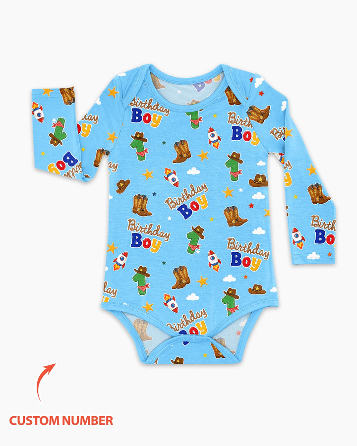 Custom Birthday Western Boy Bamboo Bodysuit