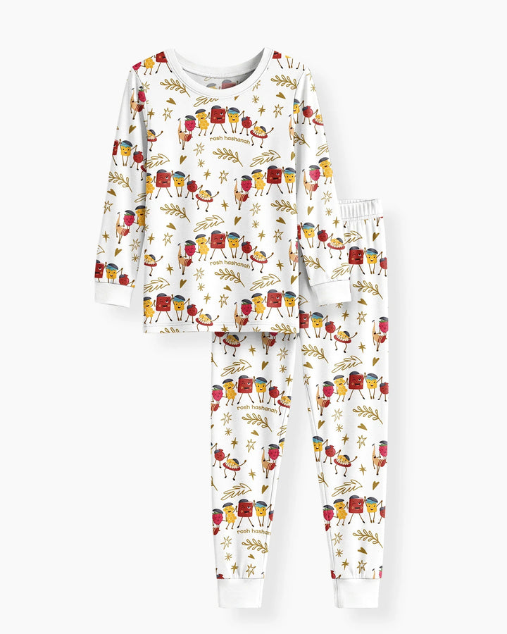 Zweiteiliges Langarm-Pyjama-Set mit Sommerfrüchten