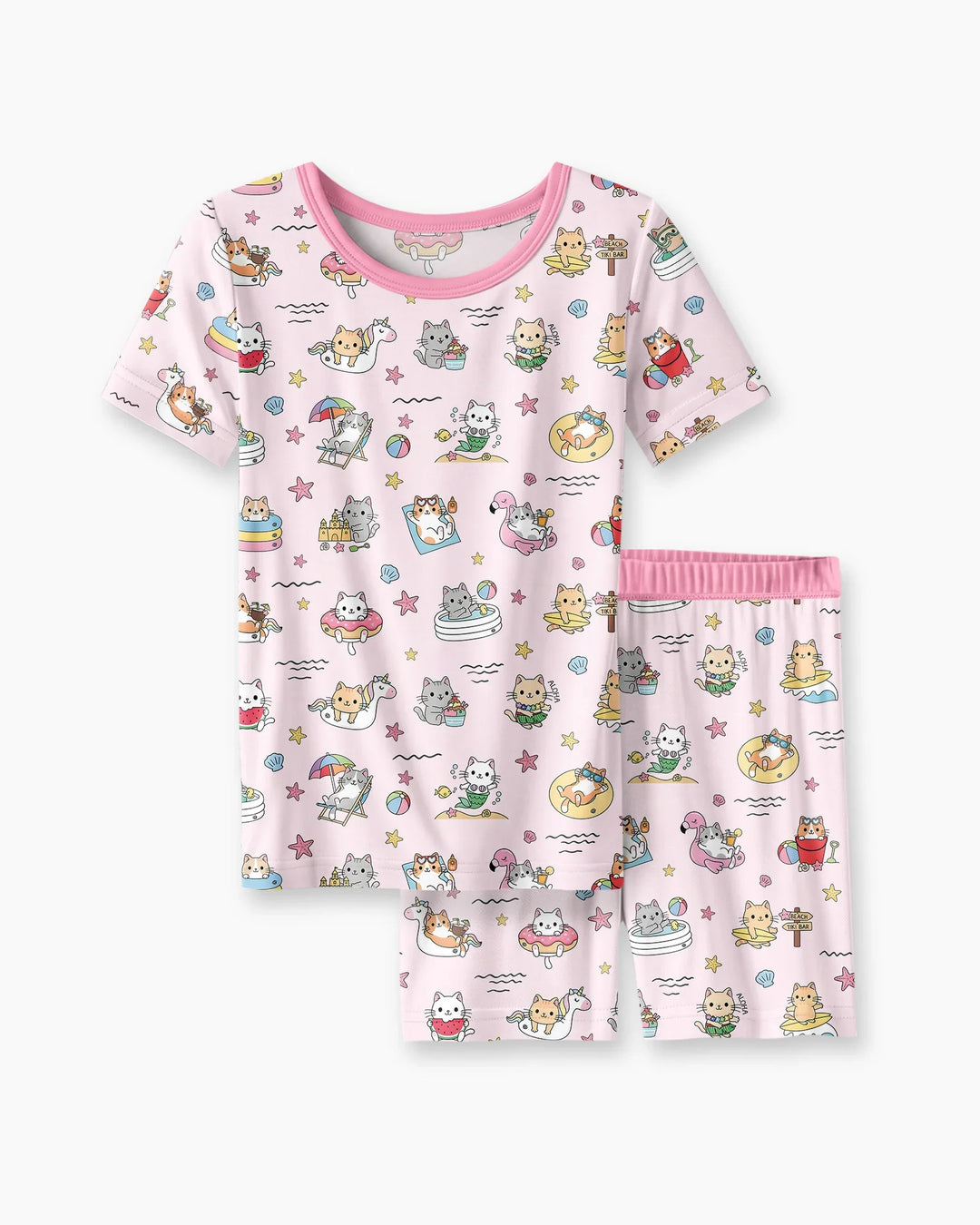 Template Zweiteiliges Pyjama-Set mit kurzen Ärmeln und Shorts