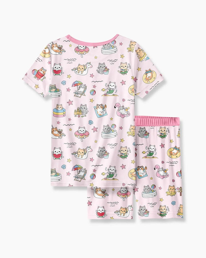 Template Zweiteiliges Pyjama-Set mit kurzen Ärmeln und Shorts