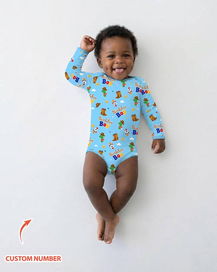 Custom Birthday Western Boy Bamboo Bodysuit