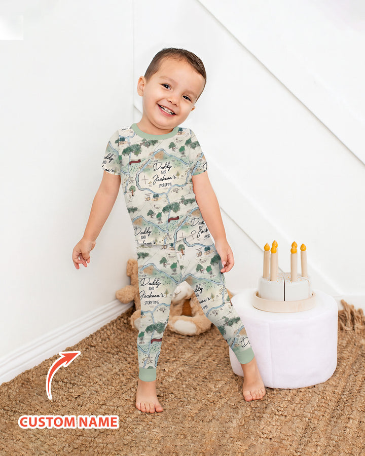 Mommy Daddy And Me Bedtime Story Family Matching Bamboo Two Piece Short Sleeve Pajama Set