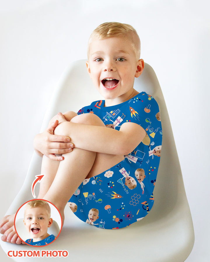 Custom Image Chemical Laboratory Bamboo Two Piece Short Sleeve Shorts Pajama Set