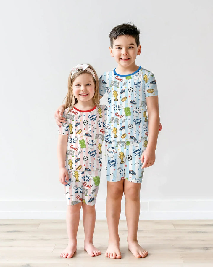 Schlafanzug-Set zweiteilig, kurze Ärmel, kurze Hose, Bambus