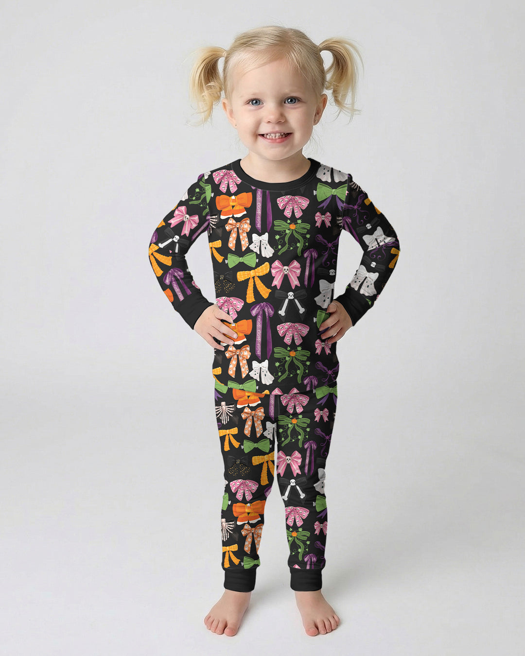 Halloween Coquette Bows Bamboo Two Piece Long Sleeve Pajama Set