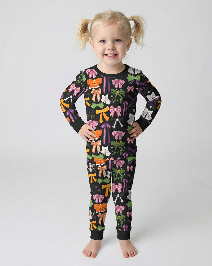 Halloween Coquette Bows Bamboo Two Piece Long Sleeve Pajama Set