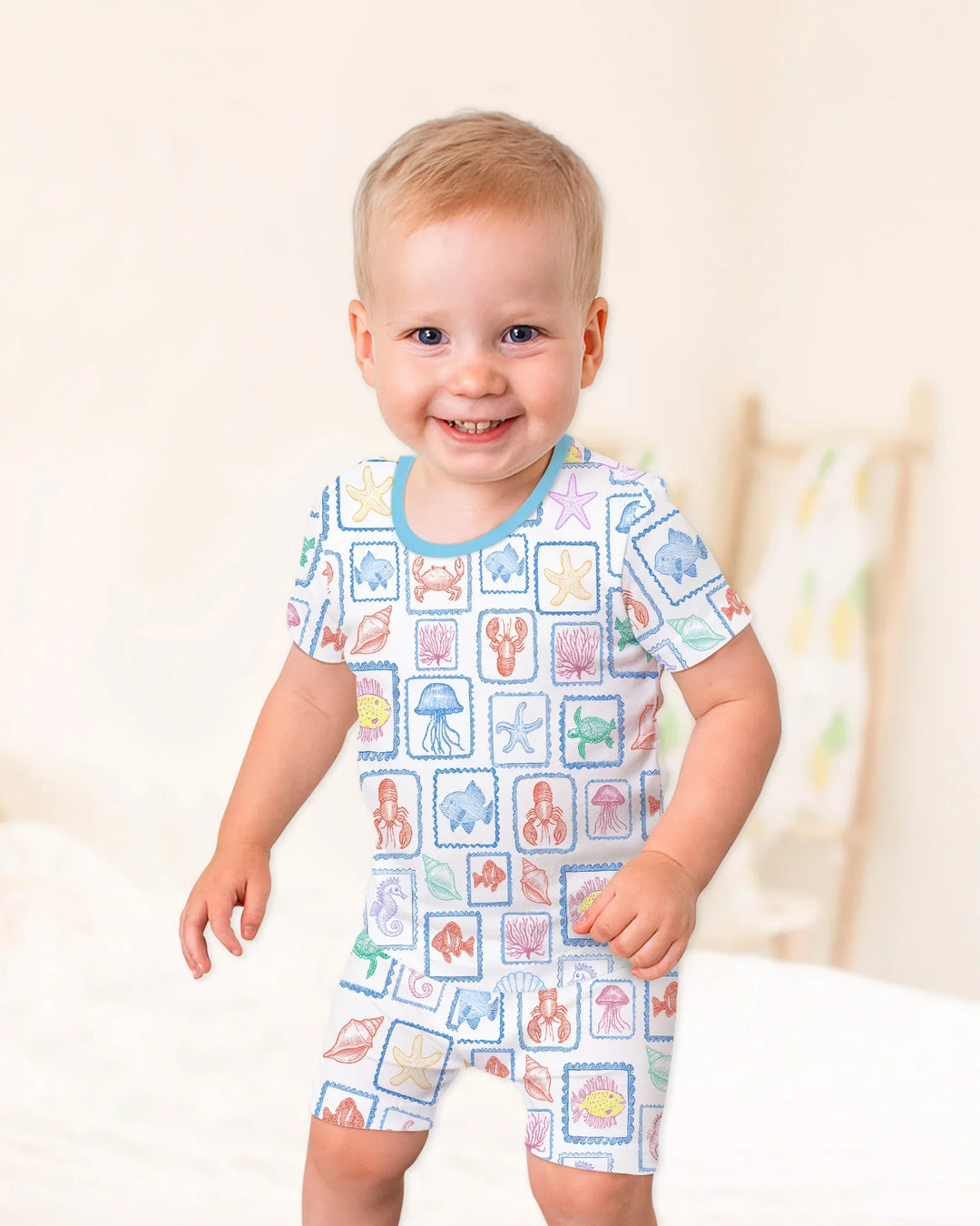 Schlafanzug-Set zweiteilig, kurze Ärmel, kurze Hose, Bambus