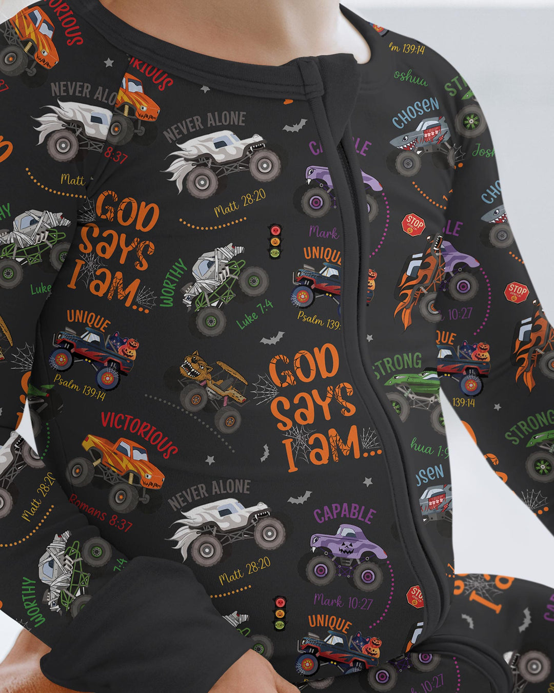 God Says I Am BOY Halloween Monster Truck  Bamboo Convertible Zippy