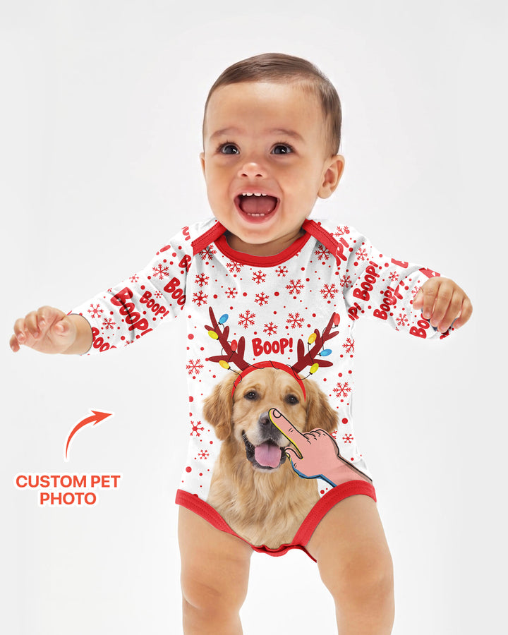 Custom Pet Photo Funny Christmas Boop Bamboo Bodysuit