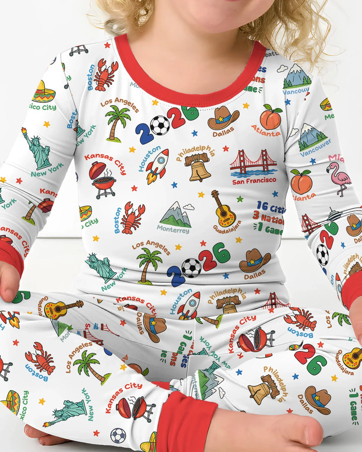 Zweiteiliges Langarm-Pyjama-Set mit Sommerfrüchten