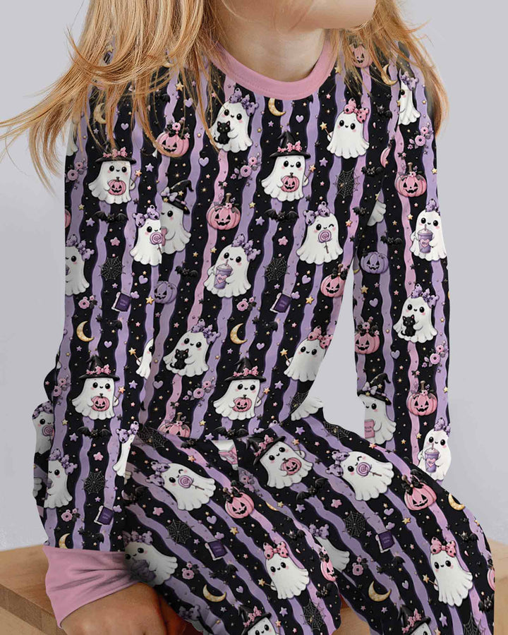 Cute Ghost Halloween Bamboo Two Piece Long Sleeve Pajama Set