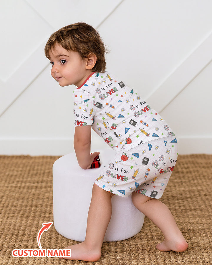 Schlafanzug-Set zweiteilig, kurze Ärmel, kurze Hose, Bambus
