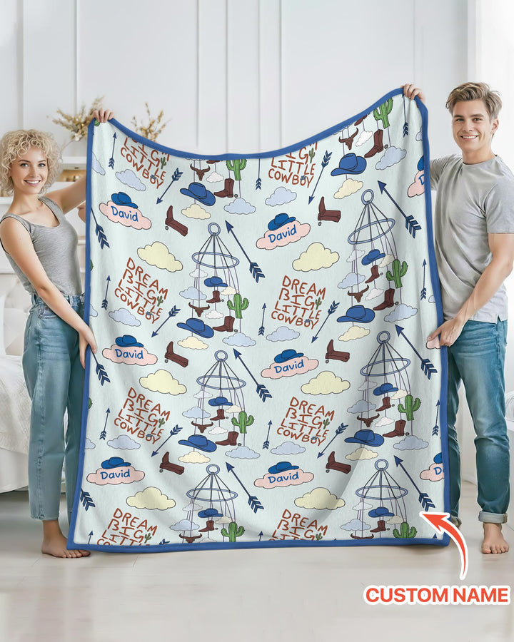 Litlle Cowboy Sis Bro Matching Bamboo Blanket