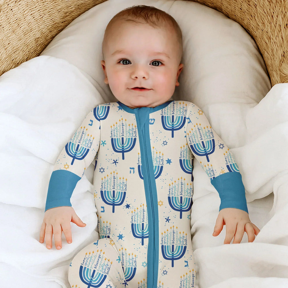 Hannukkah Menorah Family Matching Convertible Zippy , Hannukkah Menorah Family Matching Convertible Zippy - 0-3M / Girl