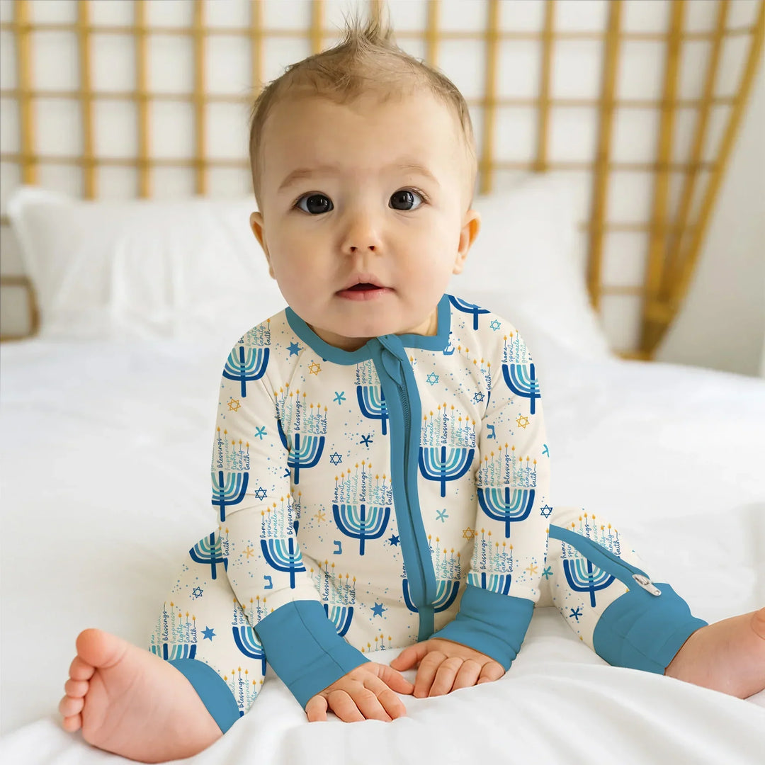 Hannukkah Menorah Family Matching Convertible Zippy , Hannukkah Menorah Family Matching Convertible Zippy - 0-3M / Girl