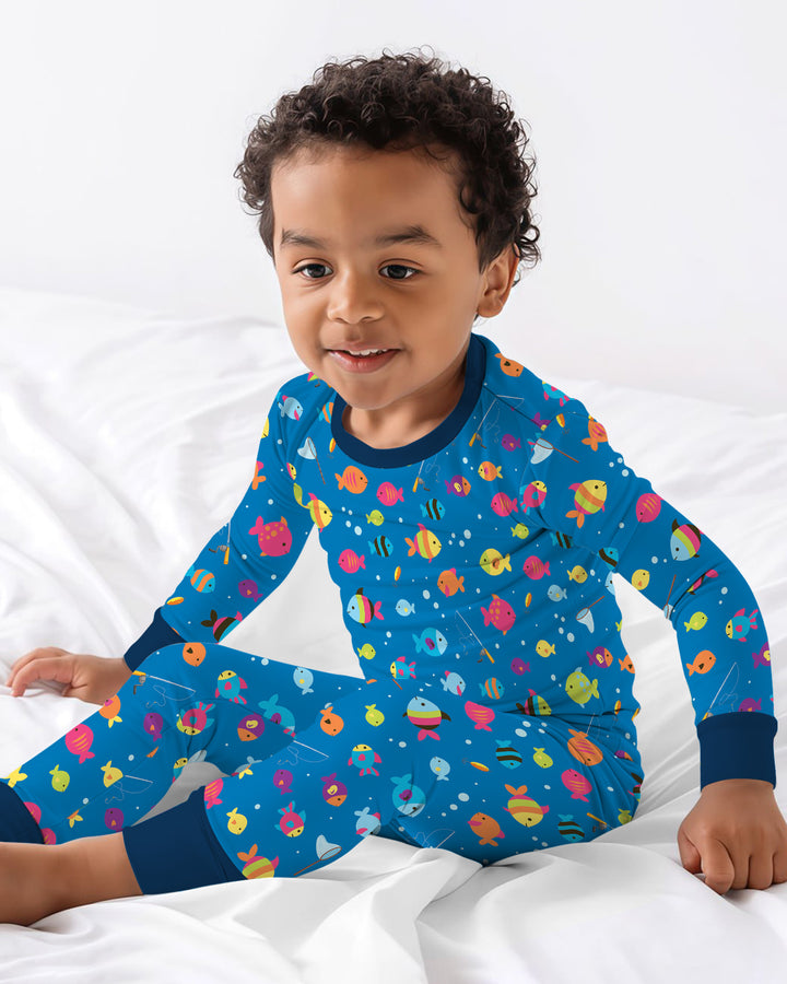 Zweiteiliges Langarm-Pyjama-Set mit Sommerfrüchten