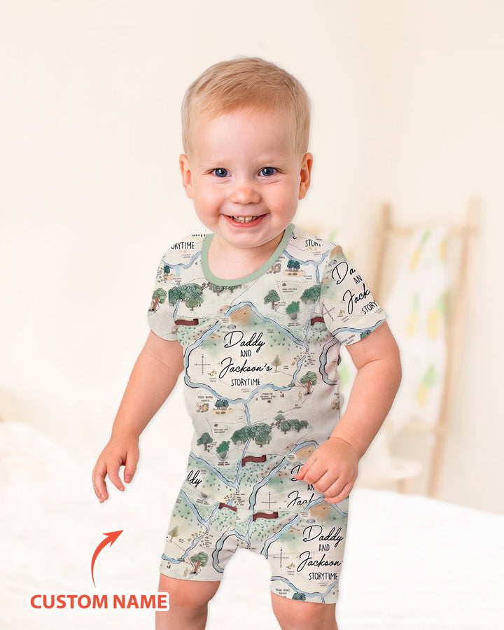Mommy Daddy And Me Bedtime Story Family Matching Bamboo Two Piece Short Sleeve Shorts Pajama Set