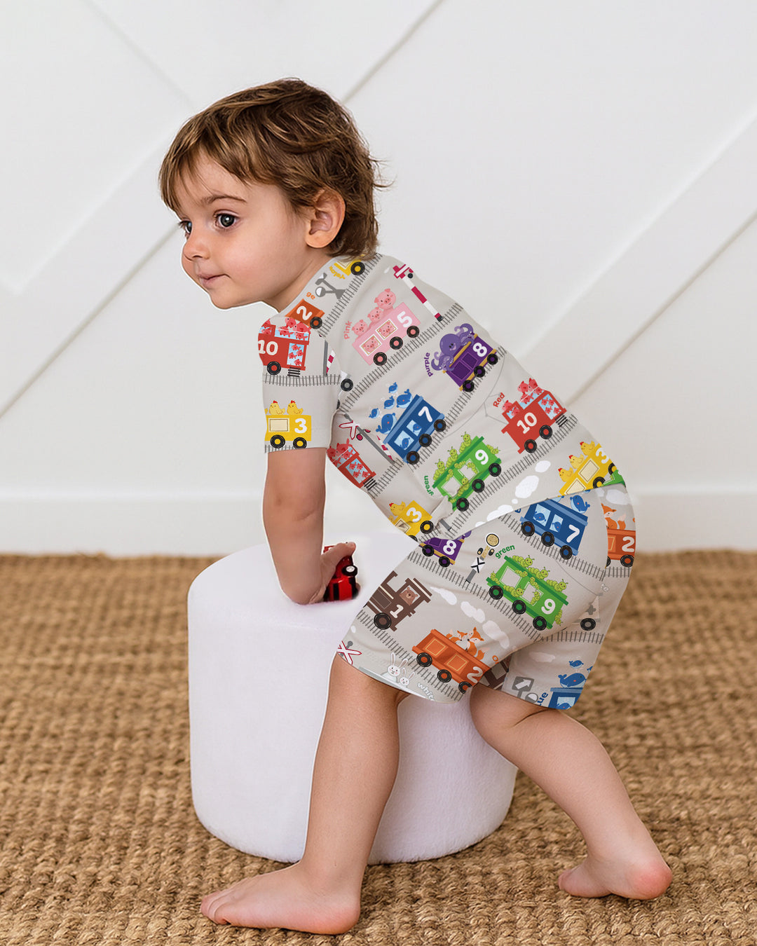 Color Train Bamboo Two Piece Short Sleeve Shorts Pajama Set