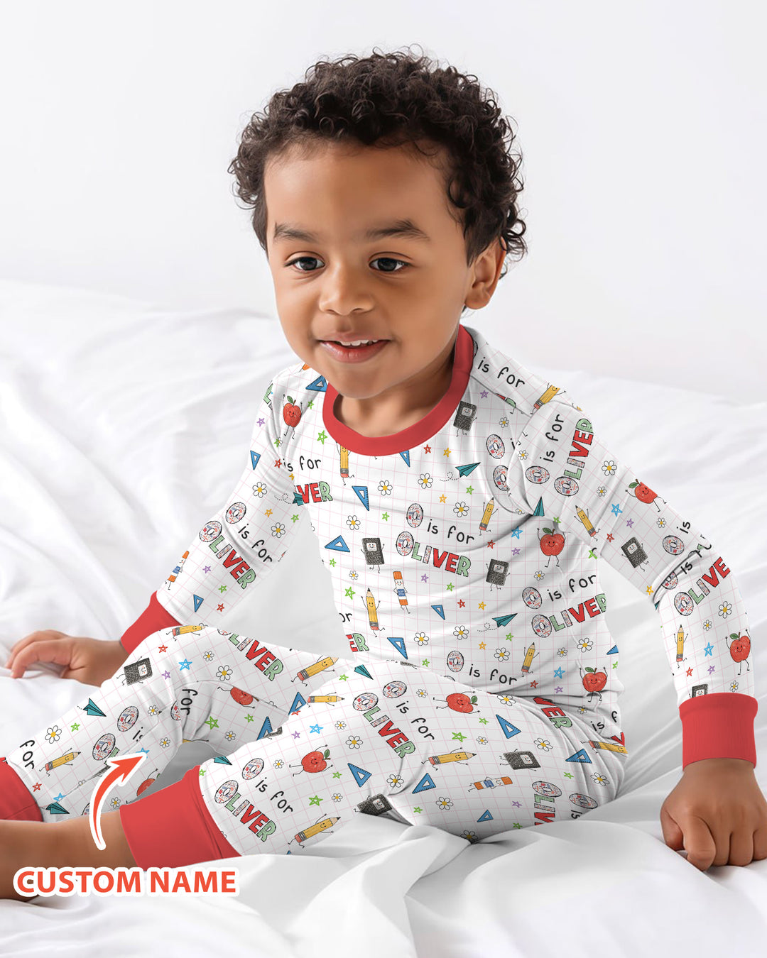 Personalized Back To School Bamboo Two Piece Long Sleeve Pajama Set