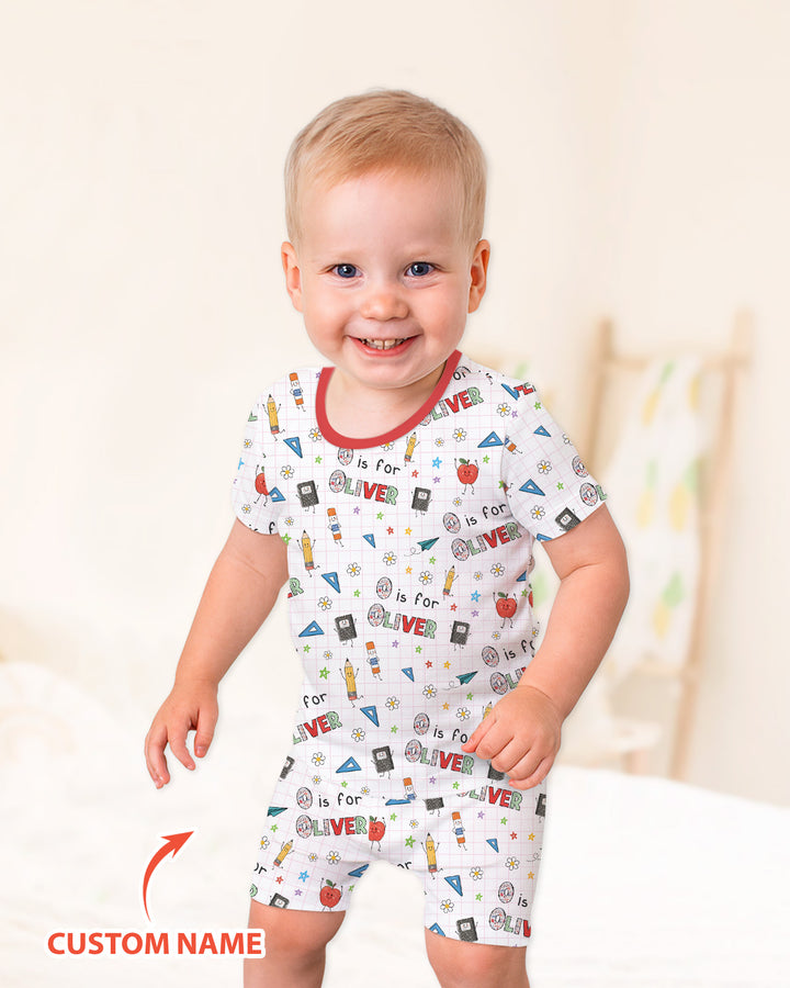 Schlafanzug-Set zweiteilig, kurze Ärmel, kurze Hose, Bambus