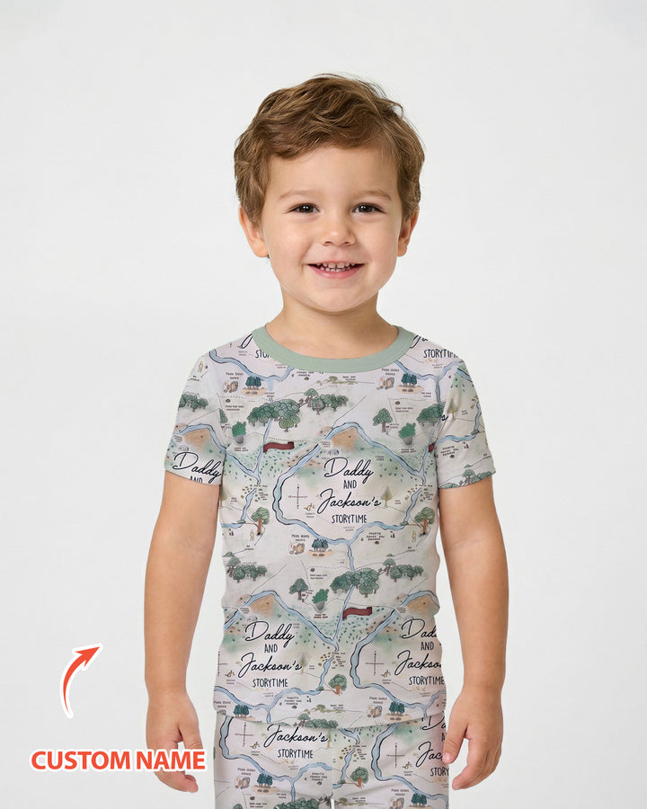 Mommy Daddy And Me Bedtime Story Family Matching Bamboo Two Piece Short Sleeve Pajama Set