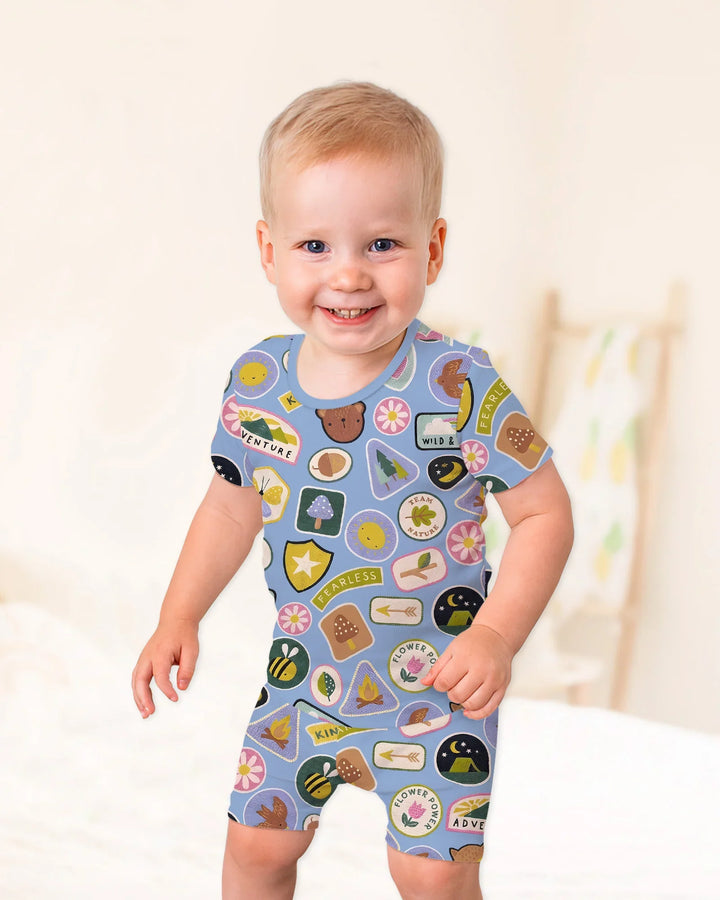 Schlafanzug-Set zweiteilig, kurze Ärmel, kurze Hose, Bambus