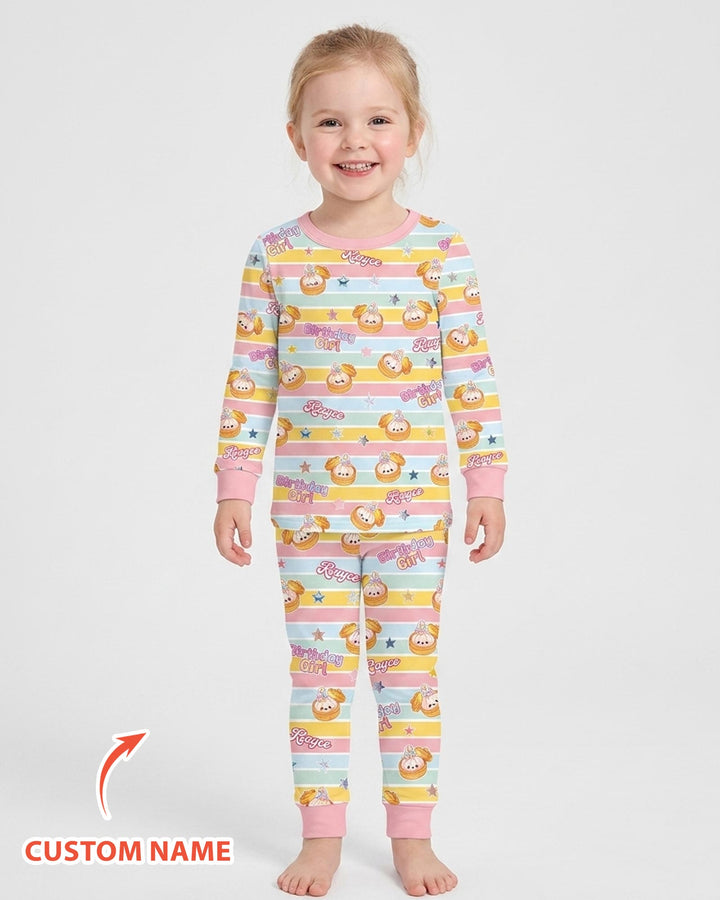 Custom Dumpling Birthday Girl  Bamboo Two Piece Long Sleeve Pajama Set