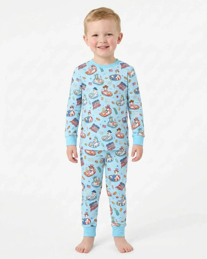 Zweiteiliges Langarm-Pyjama-Set mit Sommerfrüchten