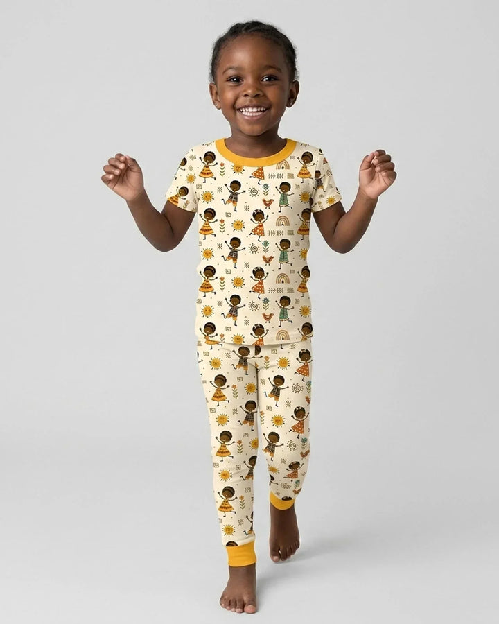 Zweiteiliges, kurzärmliges Pyjama-Set mit Marienkäfern