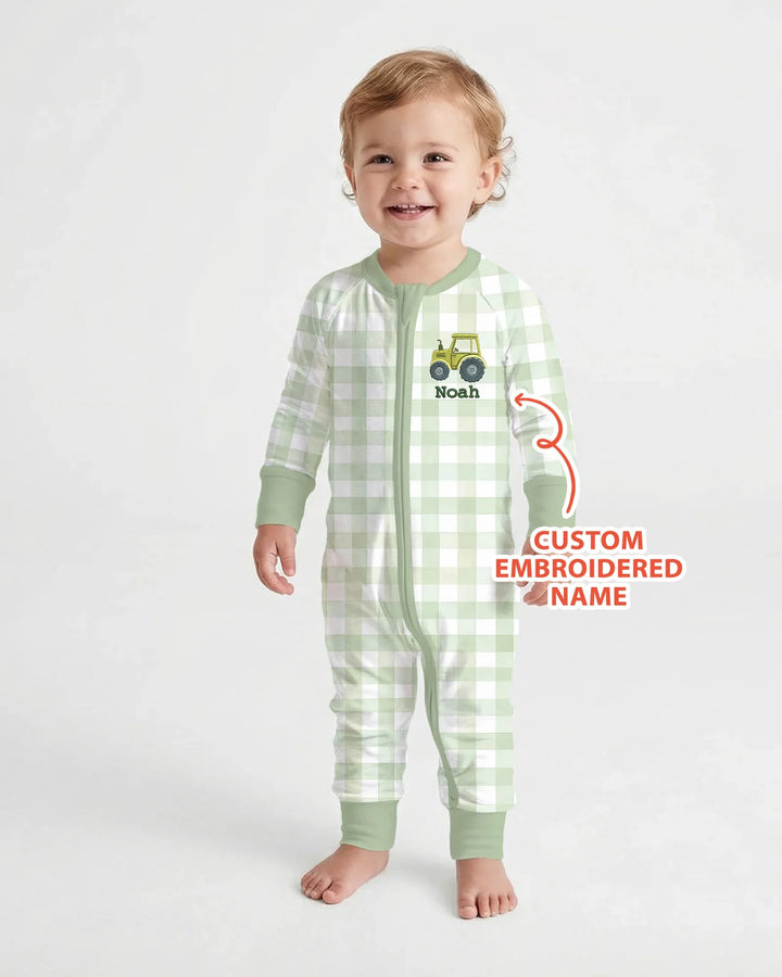 Personalized Embroidered Baby Boy Bamboo Convertible Zippy