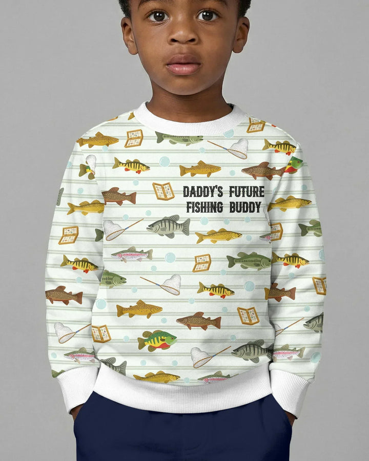 Besticktes Fischer-Papa-Und-Ich-Partnerlook-Bambus-Rundhals-Sweatshirt