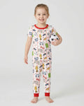 Striped Soccer Game Day Family Matching Bamboo Two Piece Short Sleeve Pajama Set