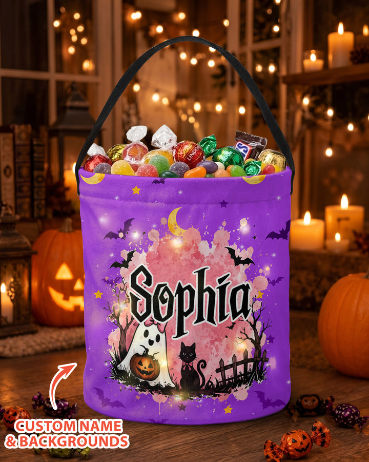 Halloween Spooky Custom Name Led Light Bucket Bag