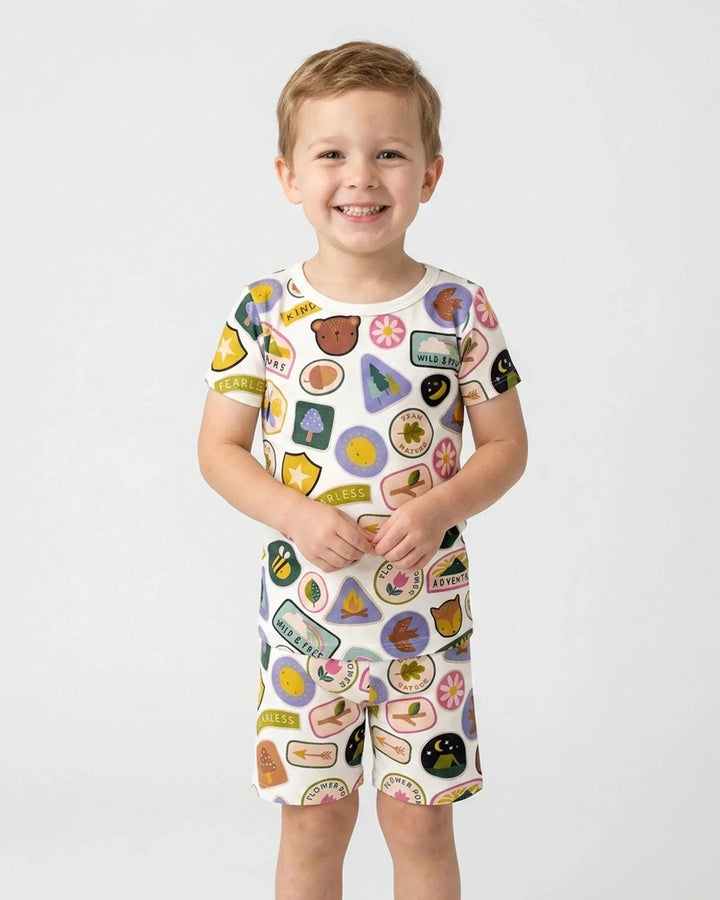Schlafanzug-Set zweiteilig, kurze Ärmel, kurze Hose, Bambus