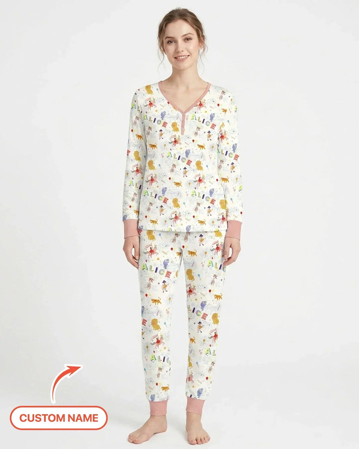 Template Damen Pyjama-Set aus personalisiertem Bambus