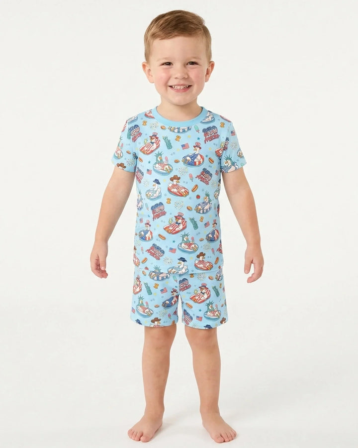 Schlafanzug-Set zweiteilig, kurze Ärmel, kurze Hose, Bambus