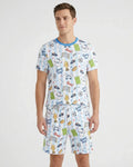 Striped Soccer Game Day Family Matching Bamboo Men Short Sleeve Short Pajama Set