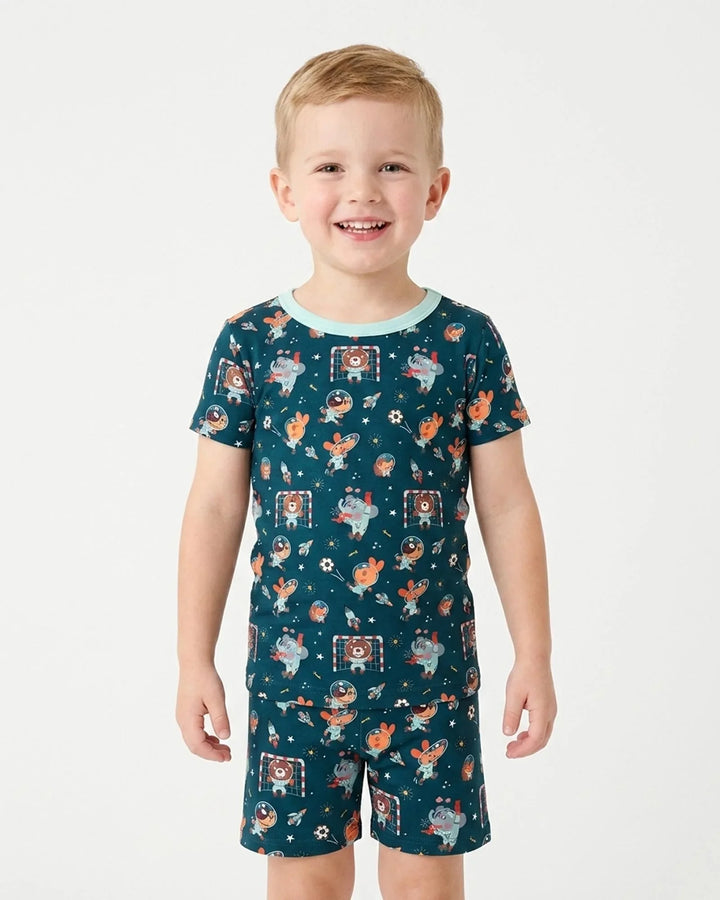 Zweiteiliges Pyjama-Set mit kurzen Ärmeln und Shorts im Sommer-Design