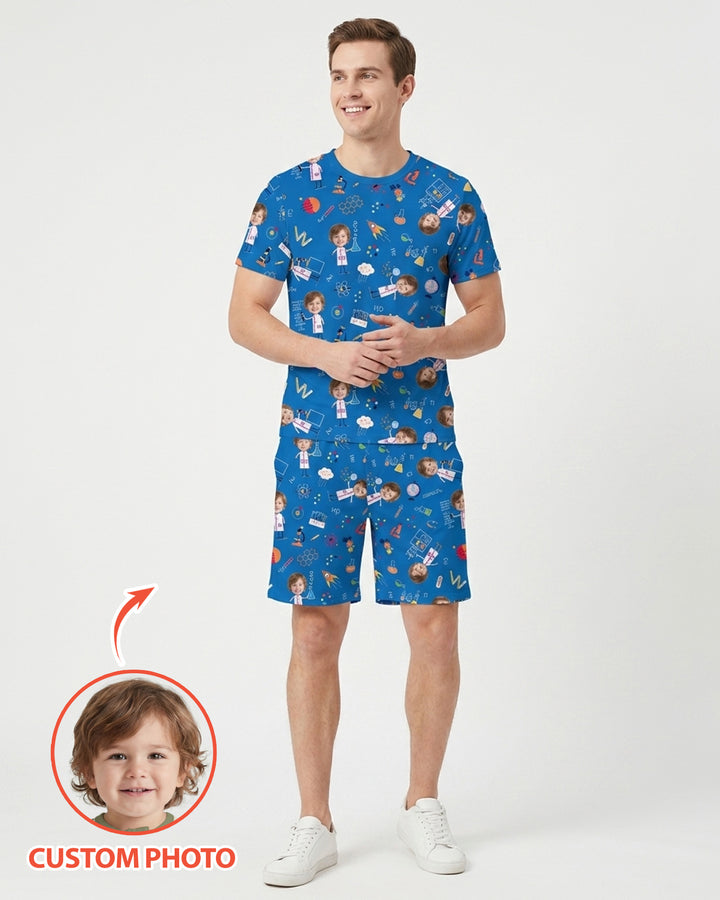 Custom Image Chemical Laboratory Bamboo Men Short Sleeve Short Pajama Set