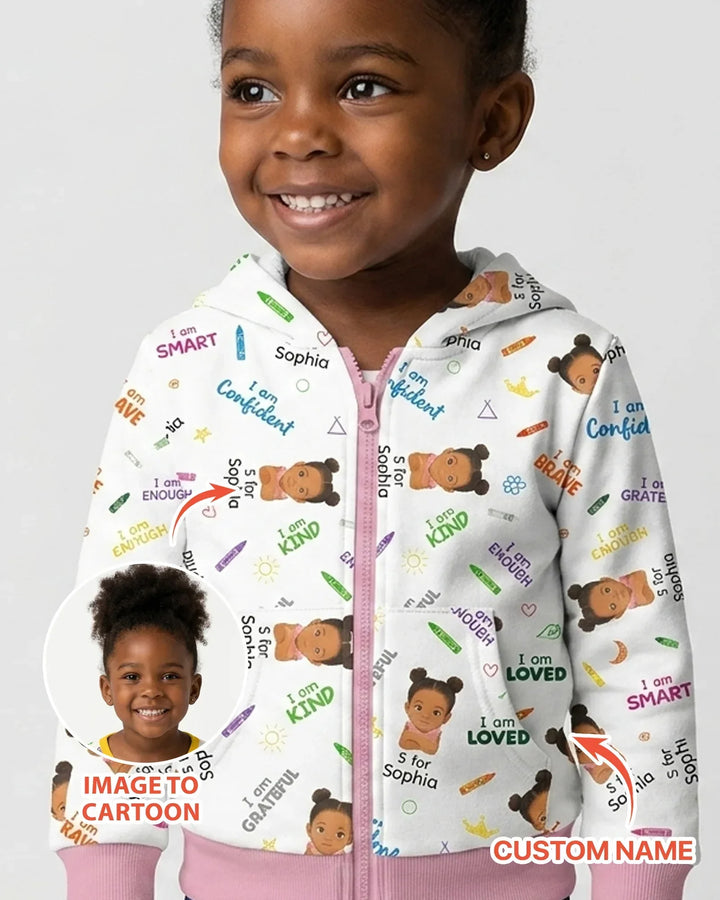 Kids Affirmations Custom  Bamboo Zip Hoodie