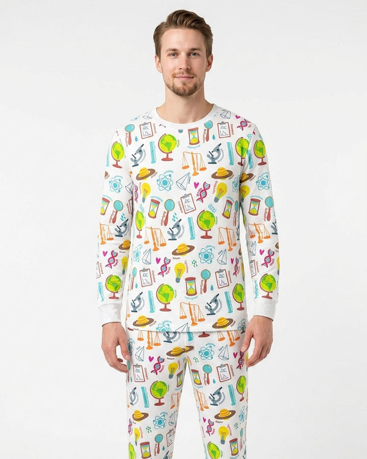 Tiny Scientist Explores The World  Bamboo Men's Pajama Set