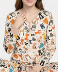 Goofy Schabernack Katzenfamilie Passender Pyjama aus Bambus für Damen