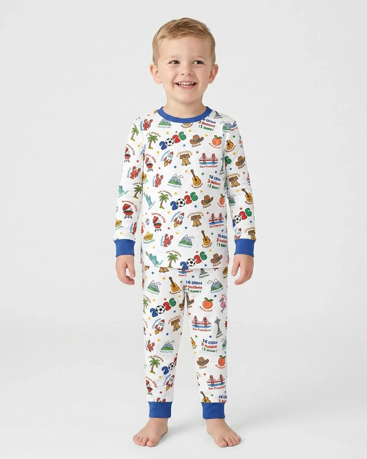 Zweiteiliges Langarm-Pyjama-Set mit Sommerfrüchten