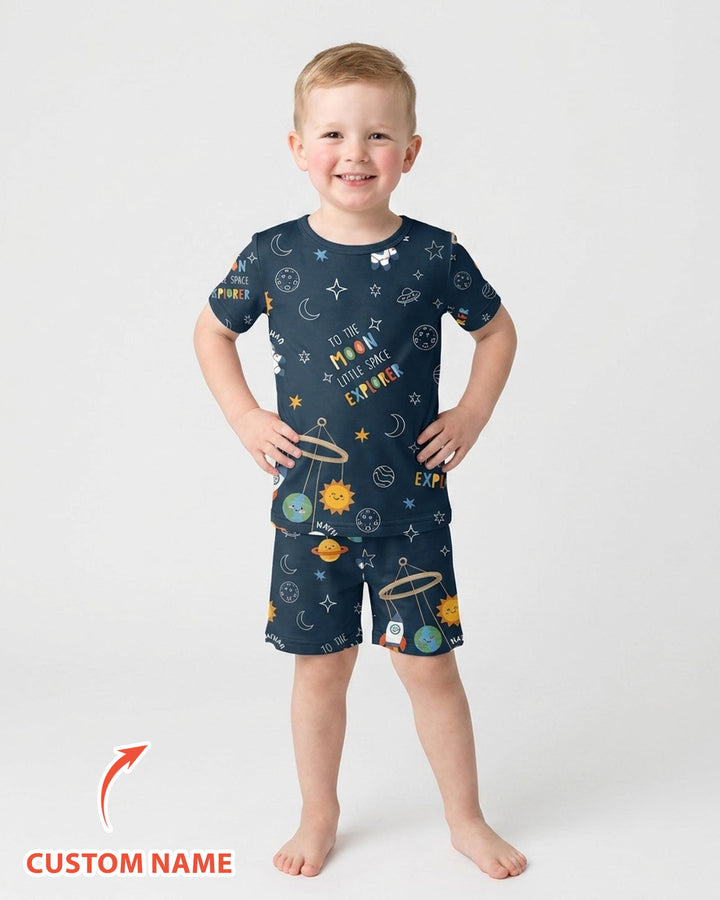 Schlafanzug-Set zweiteilig, kurze Ärmel, kurze Hose, Bambus