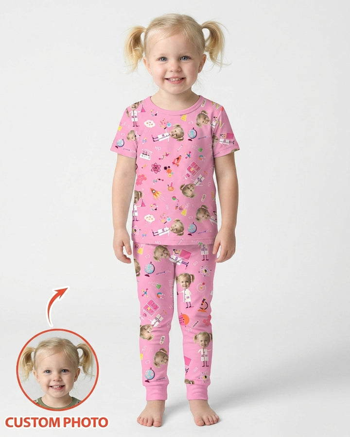 Custom Image Chemical Laboratory Bamboo Two Piece Short Sleeve Pajama Set