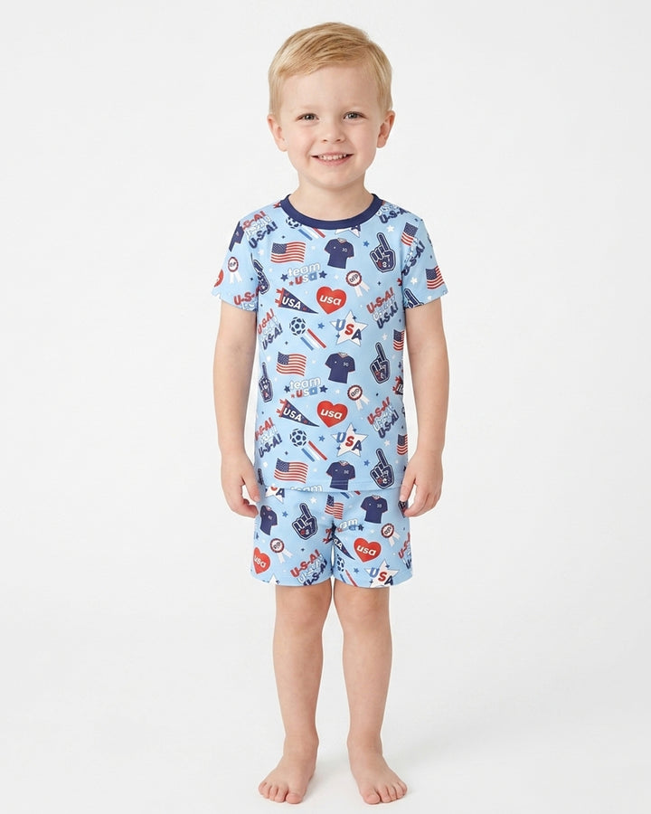 Schlafanzug-Set zweiteilig, kurze Ärmel, kurze Hose, Bambus